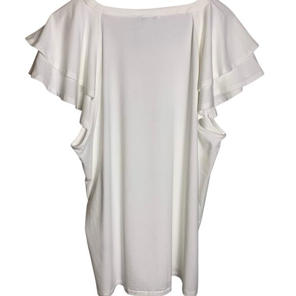 Chico's Top NWT Size 3 (XL) Feminine Layered Cap Sleeve Tee Alabaster Twee Fairy - Picture 3 of 7